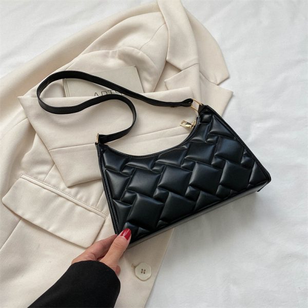 Solid color simple temperament shoulder bag female western-style underarm bag fashion small bag female bag - Image 3