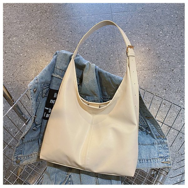 Large capacity handbag tote bag PU commuter retro high shoulder bag underarm bag - Image 5