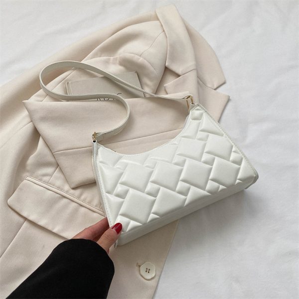 Solid color simple temperament shoulder bag female western-style underarm bag fashion small bag female bag - Image 2