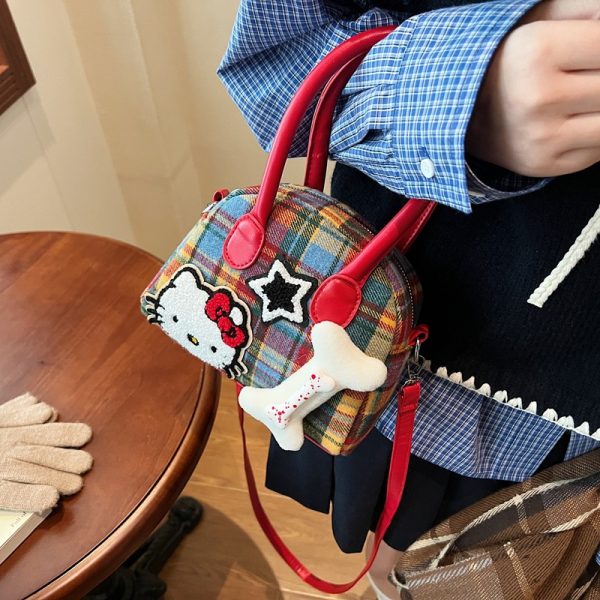 Exquisite plaid ins bag female cute kitty fashion handbag high value new commuter coin purse slung. - Image 4