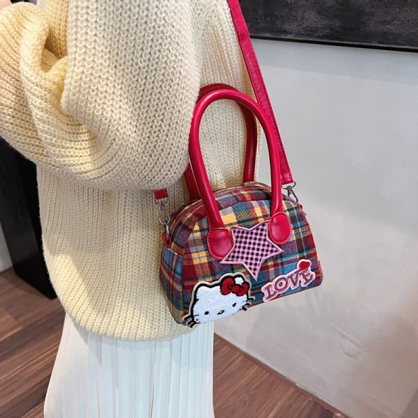 Exquisite plaid ins bag female cute kitty fashion handbag high value new commuter coin purse slung. - Image 6